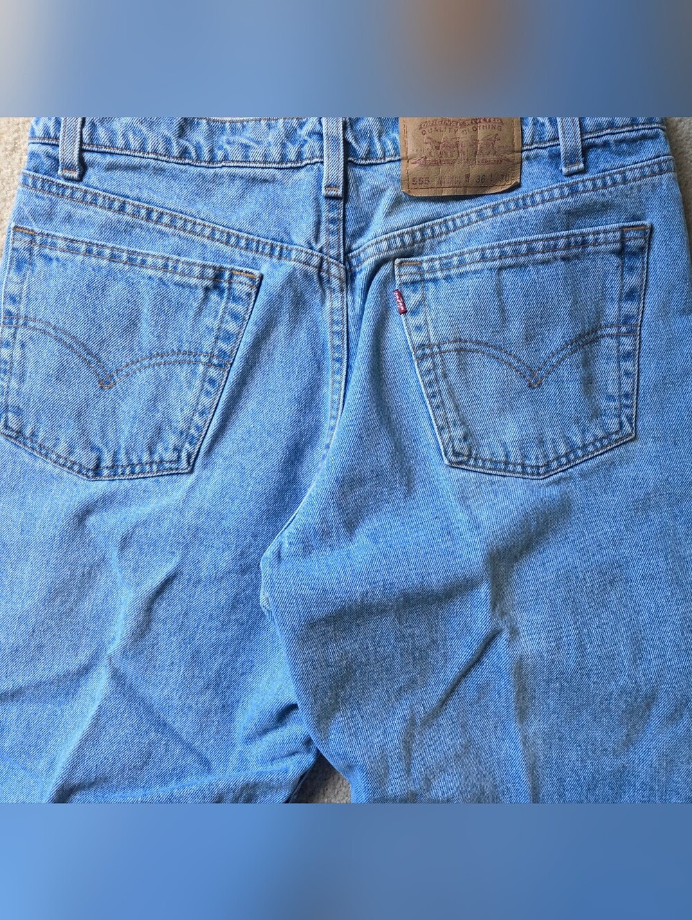 Vintage 1996 Levis 555 Men Blue Jeans Batwing Red Tab Made In The USA 36x30 - Picture 10 of 10